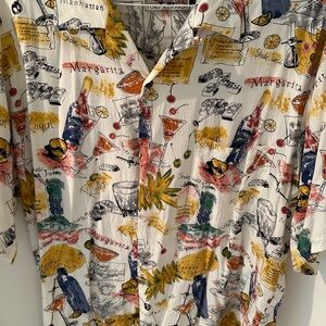 Tori Richard White Multicolor Cocktail Print Shirt